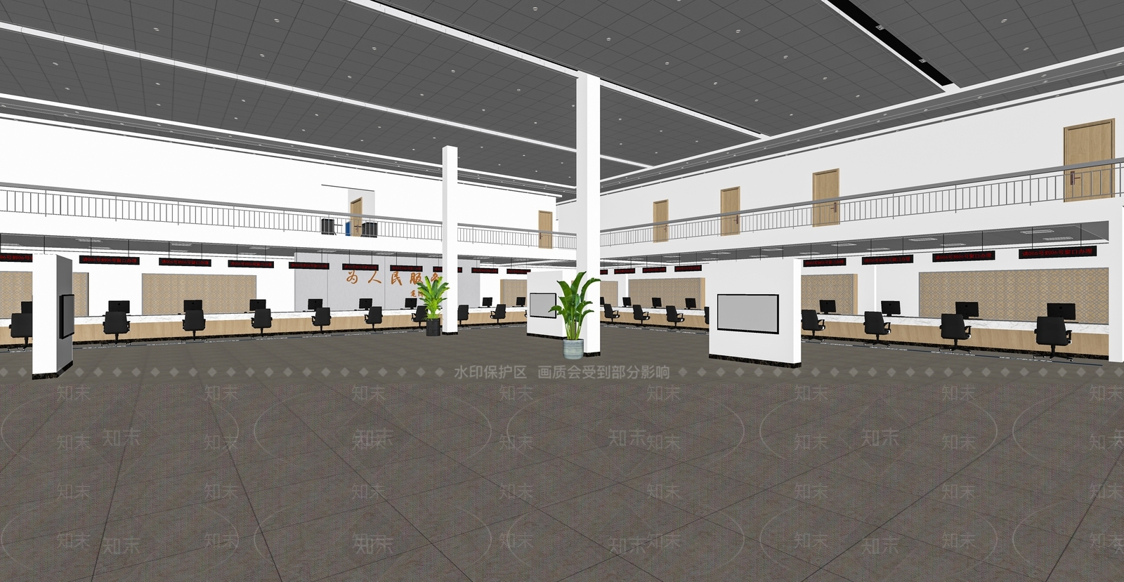 现代公共办事大厅SU模型下载【ID:1112415406】