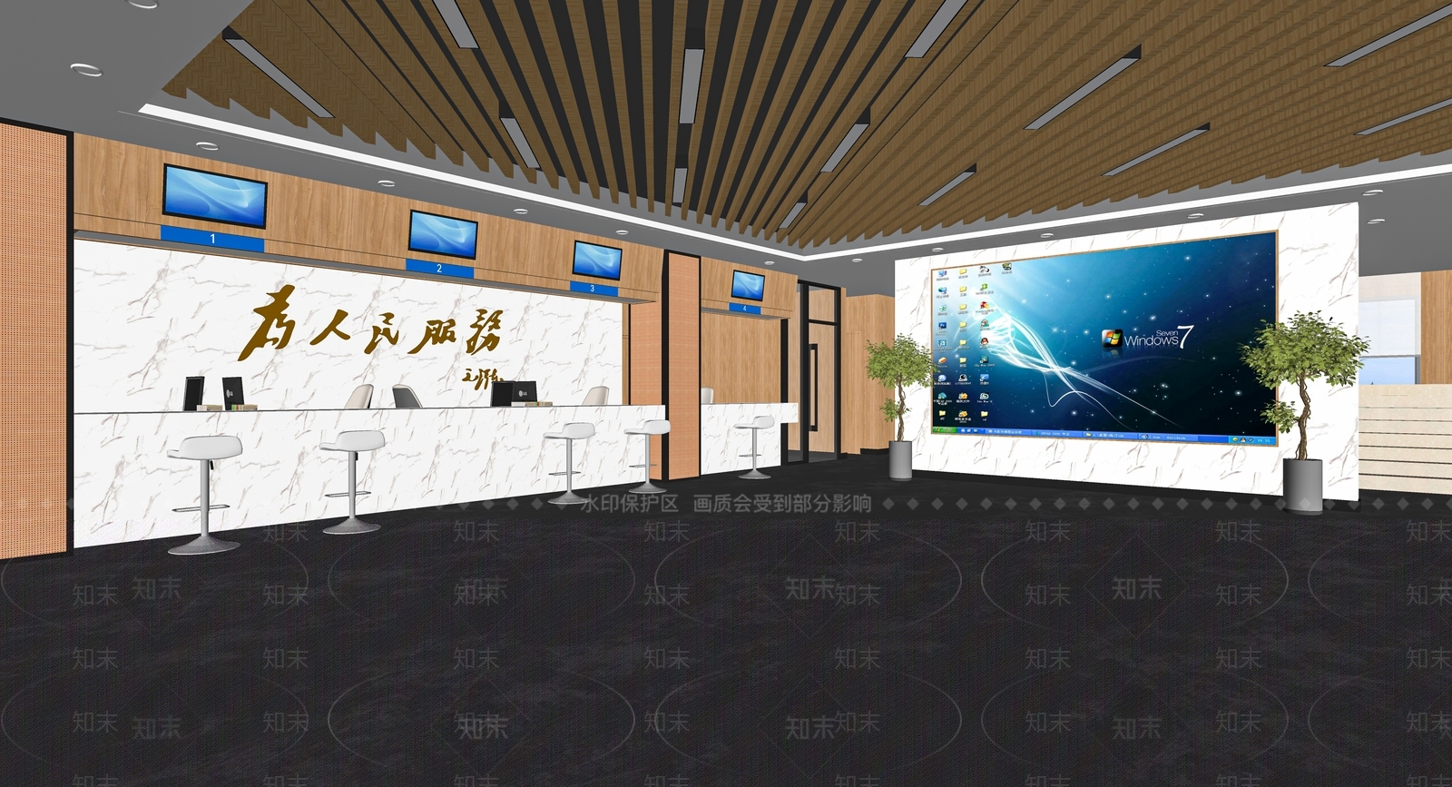 现代公共办事大厅SU模型下载【ID:1112415509】