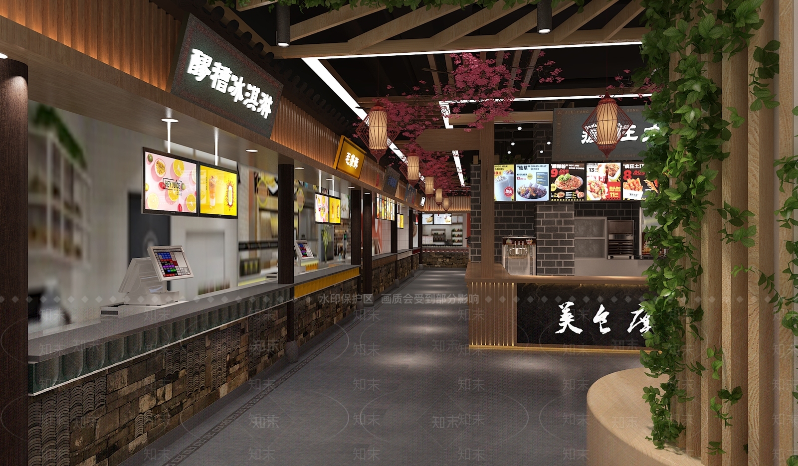 新中式美食广场3D模型下载【ID:1112416216】
