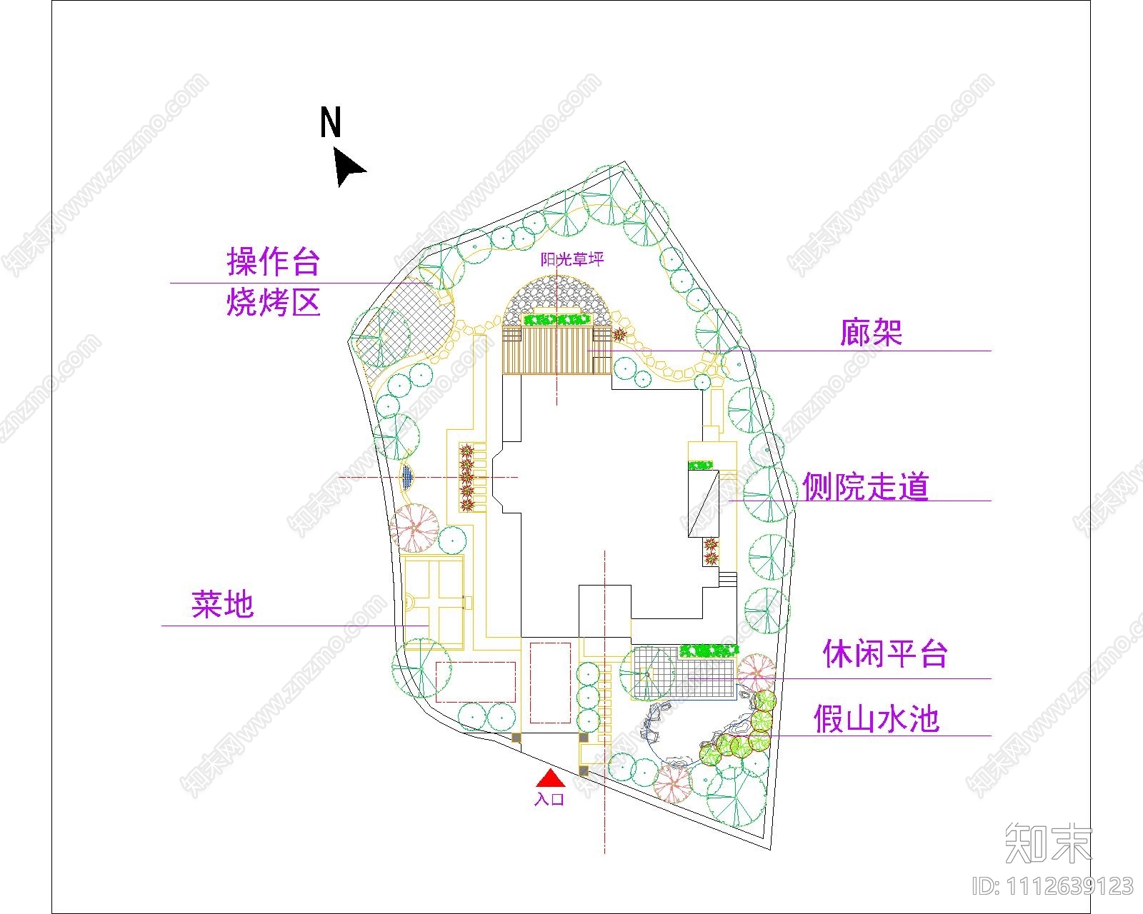 别墅花园设计cad施工图下载【ID:1112639123】