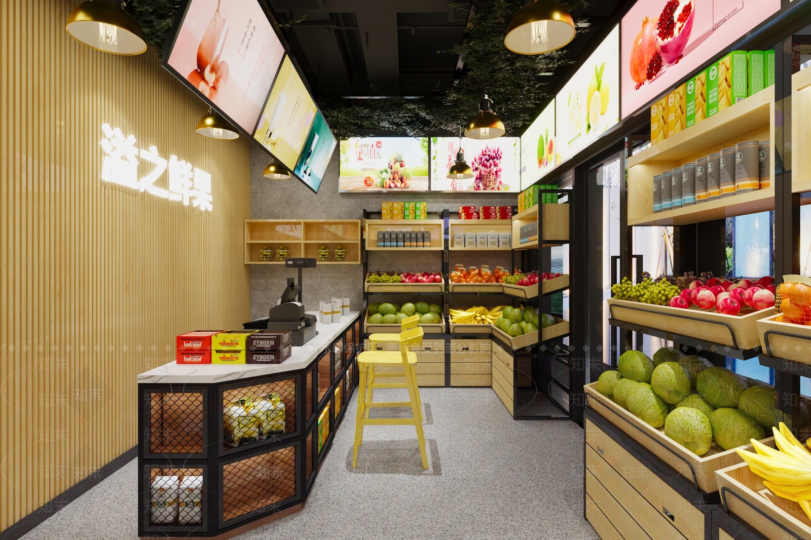 现代水果店3D模型下载【ID:1112425891】