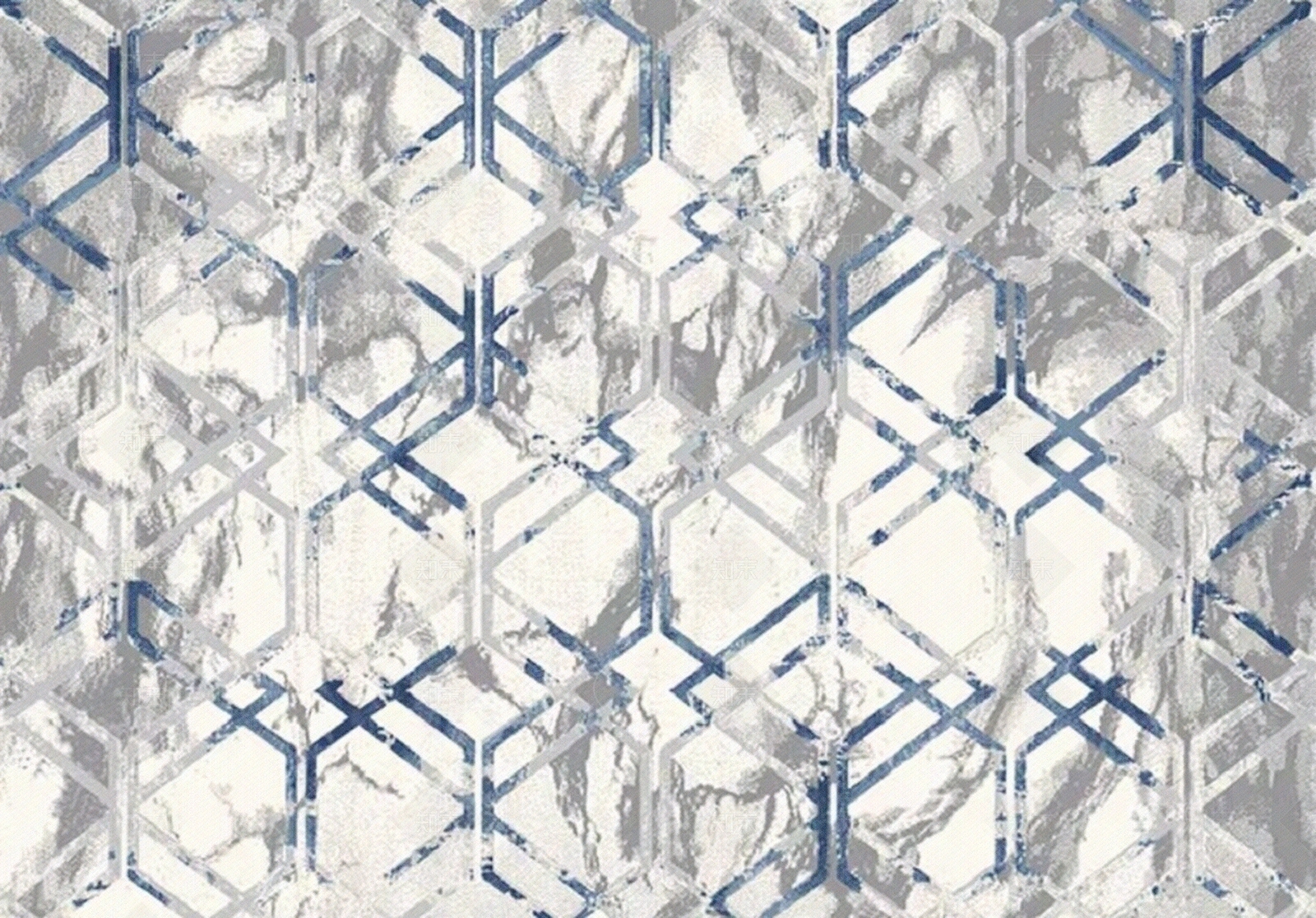 复古新中式蓝色花纹地毯贴图下载【ID:1112428235】