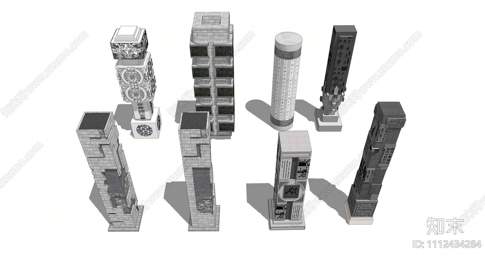 新中式景观柱SU模型下载【ID:1112434284】