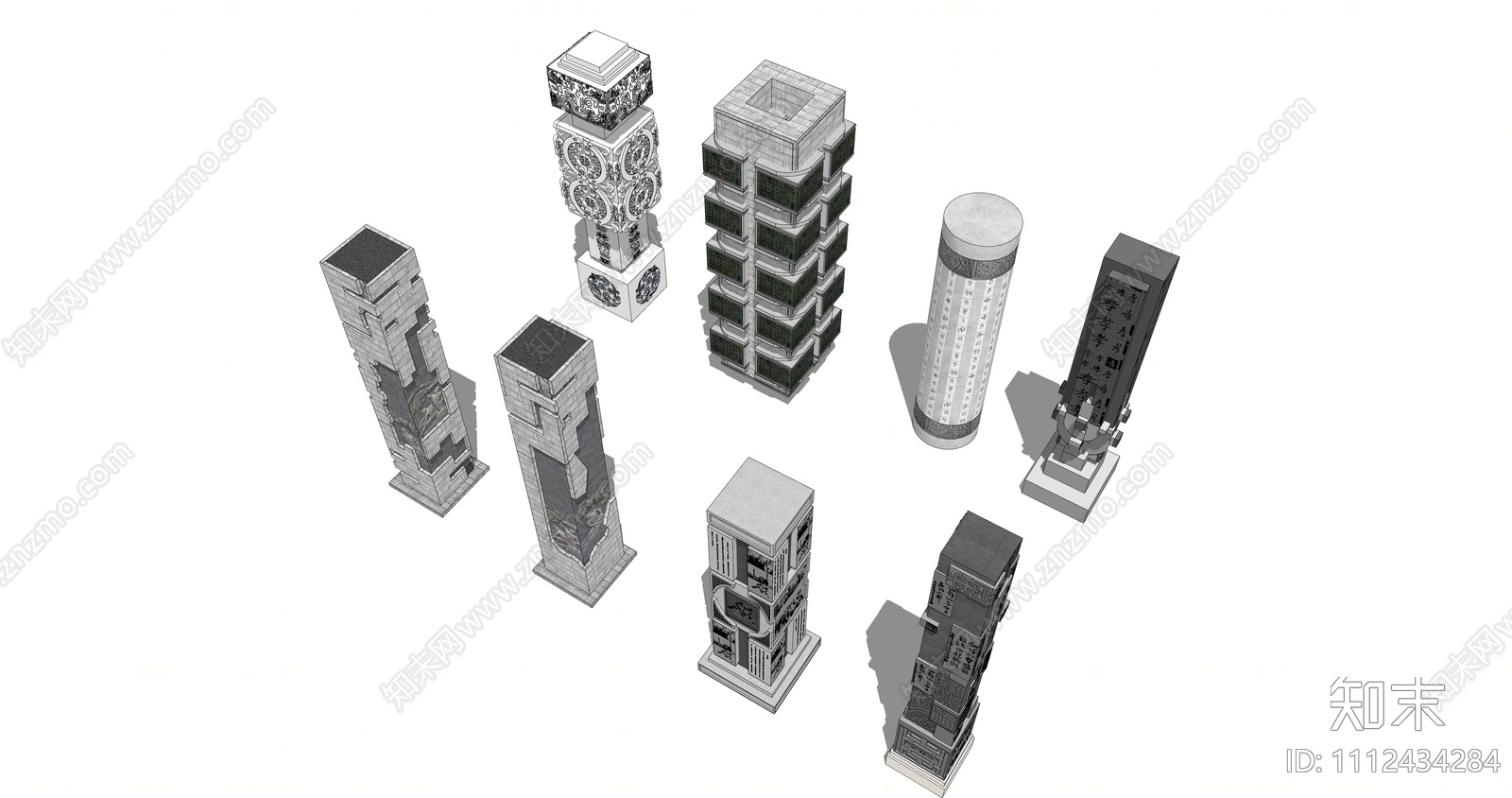 新中式景观柱SU模型下载【ID:1112434284】