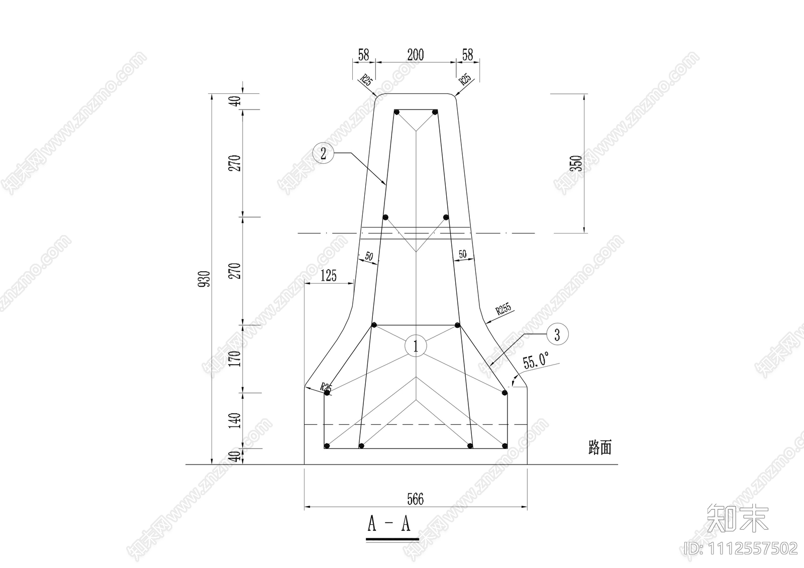 钢筋混凝土隔离墩结构图施工图下载【ID:1112557502】