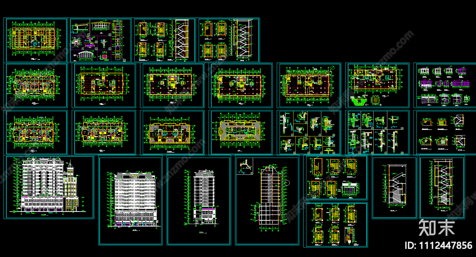 高层住宅CAD施工图下载【ID:1112447856】