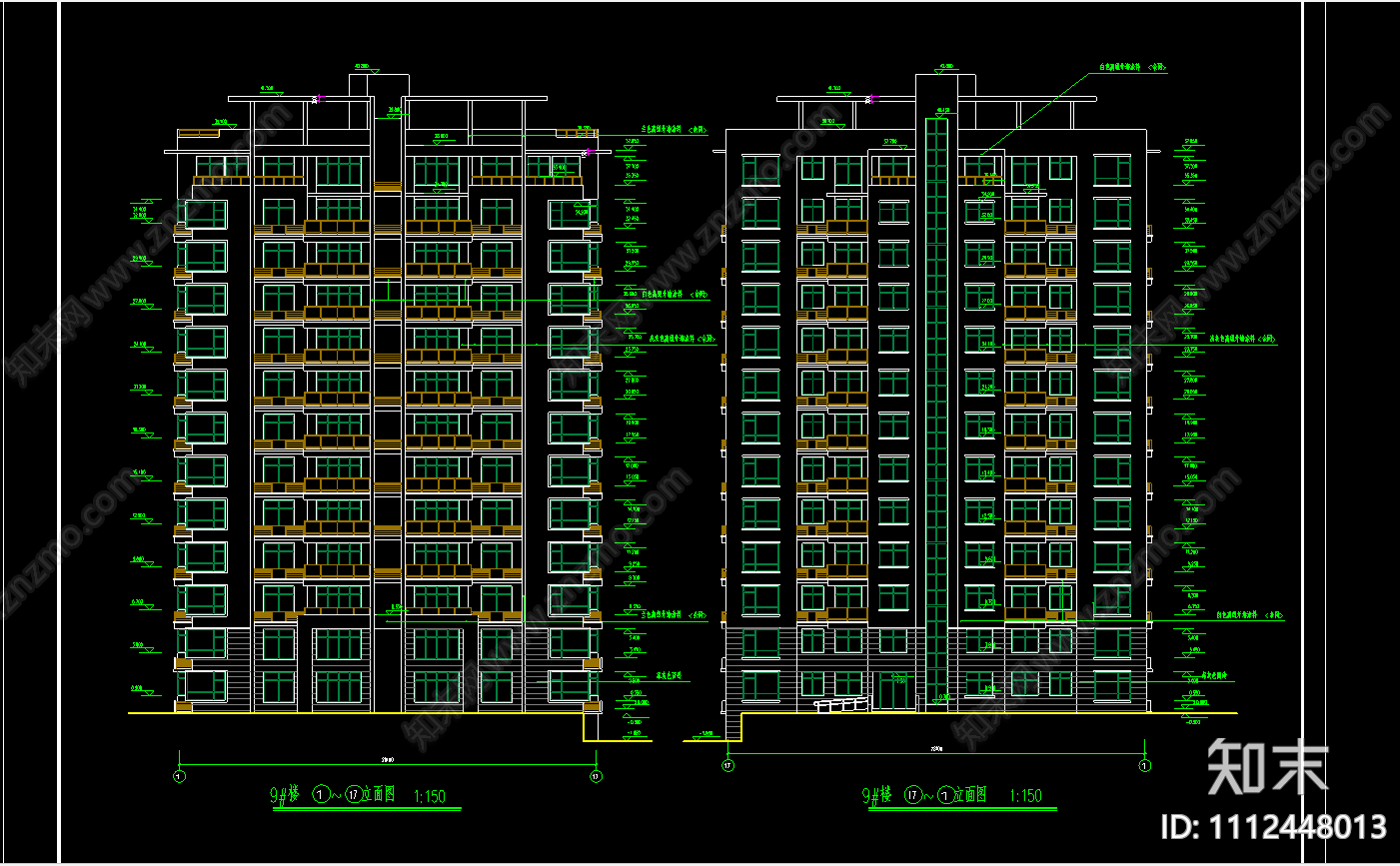 高层住宅楼建筑CAD施工图下载【ID:1112448013】