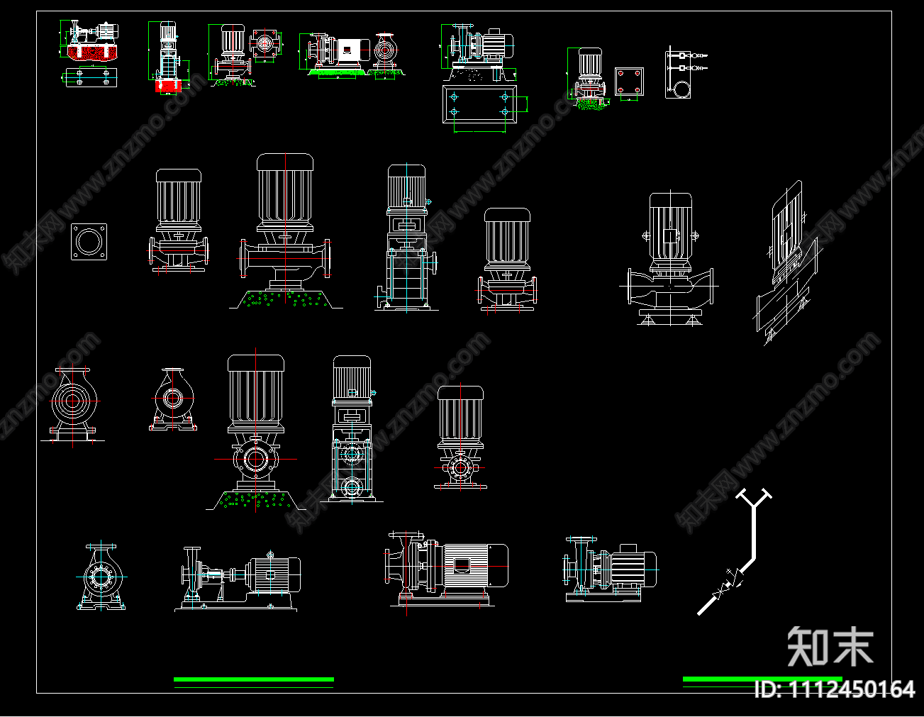 水泵图块集cad施工图下载【ID:1112450164】