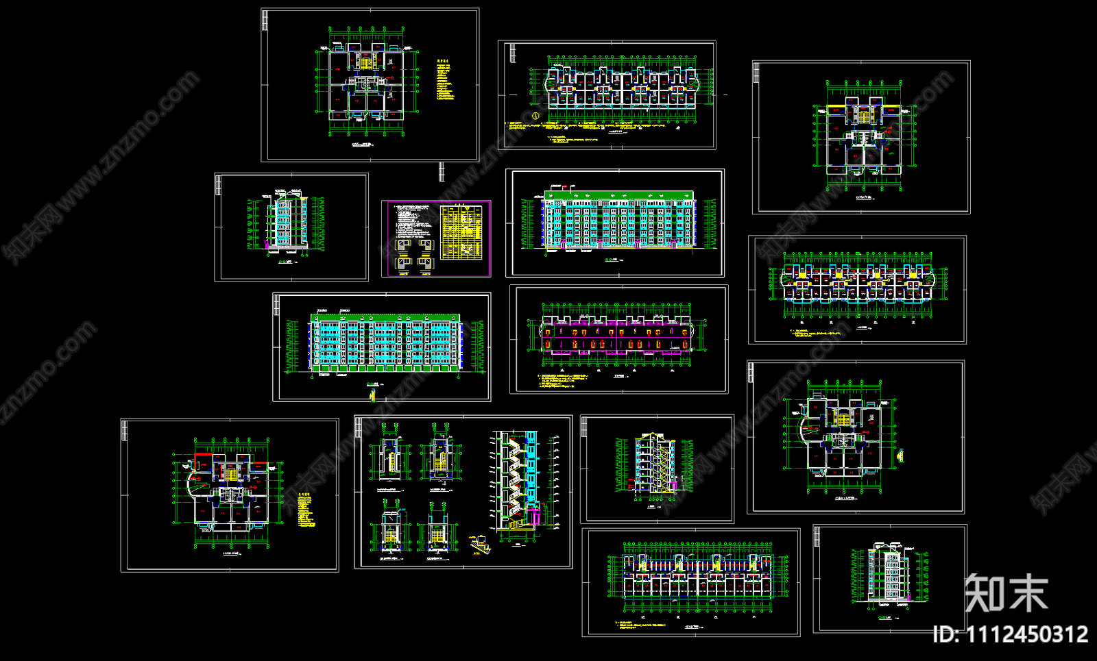 六层住宅楼建筑图带地下车库施工图下载【ID:1112450312】