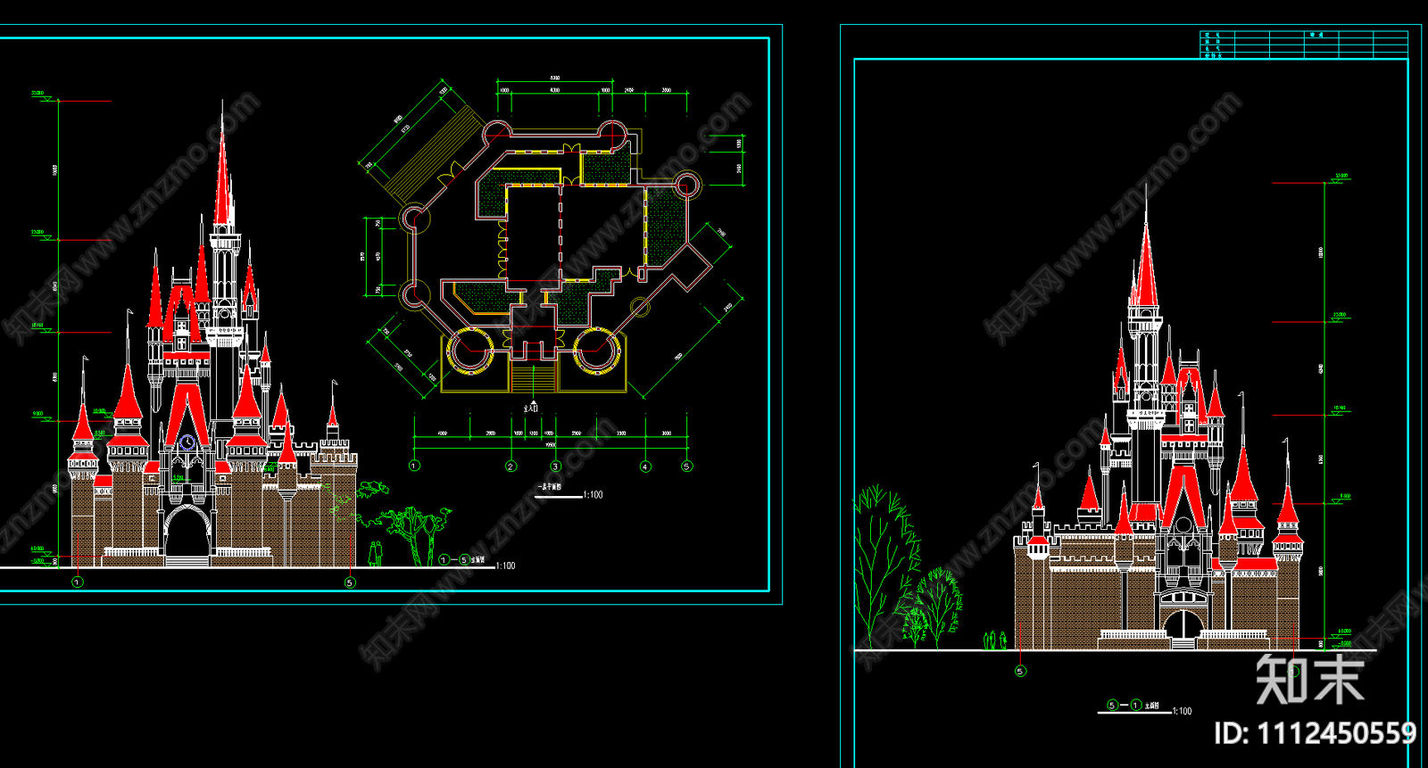 欧洲风格城堡图纸施工图下载【ID:1112450559】