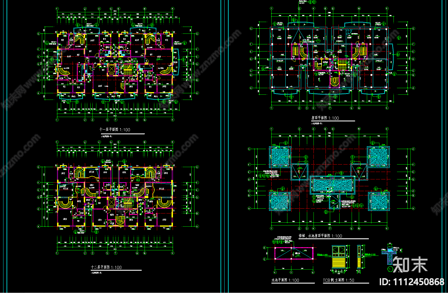 高层住宅建筑CAD施工图下载【ID:1112450868】