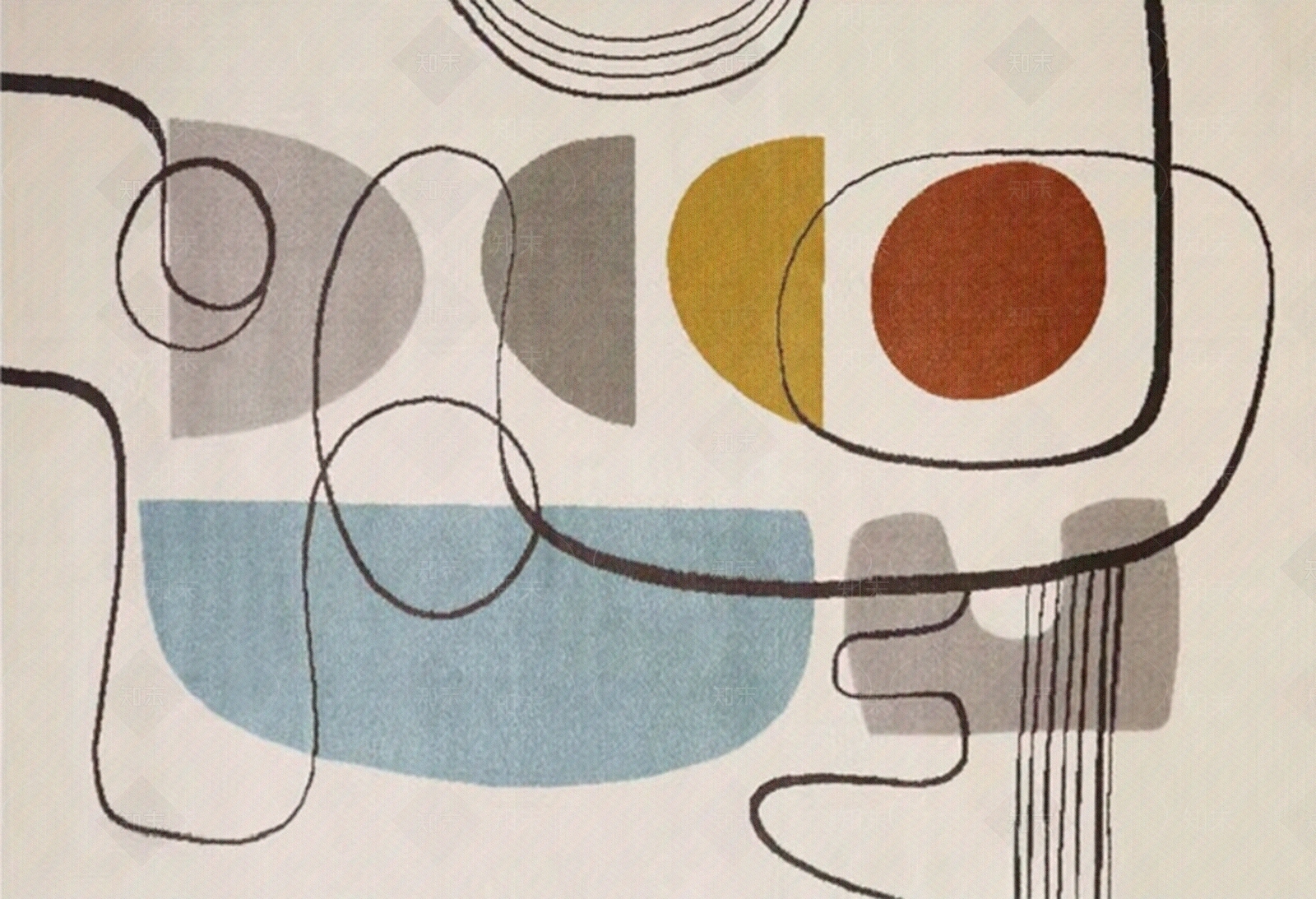 日式奶油风几何地毯贴图下载【ID:1112457982】