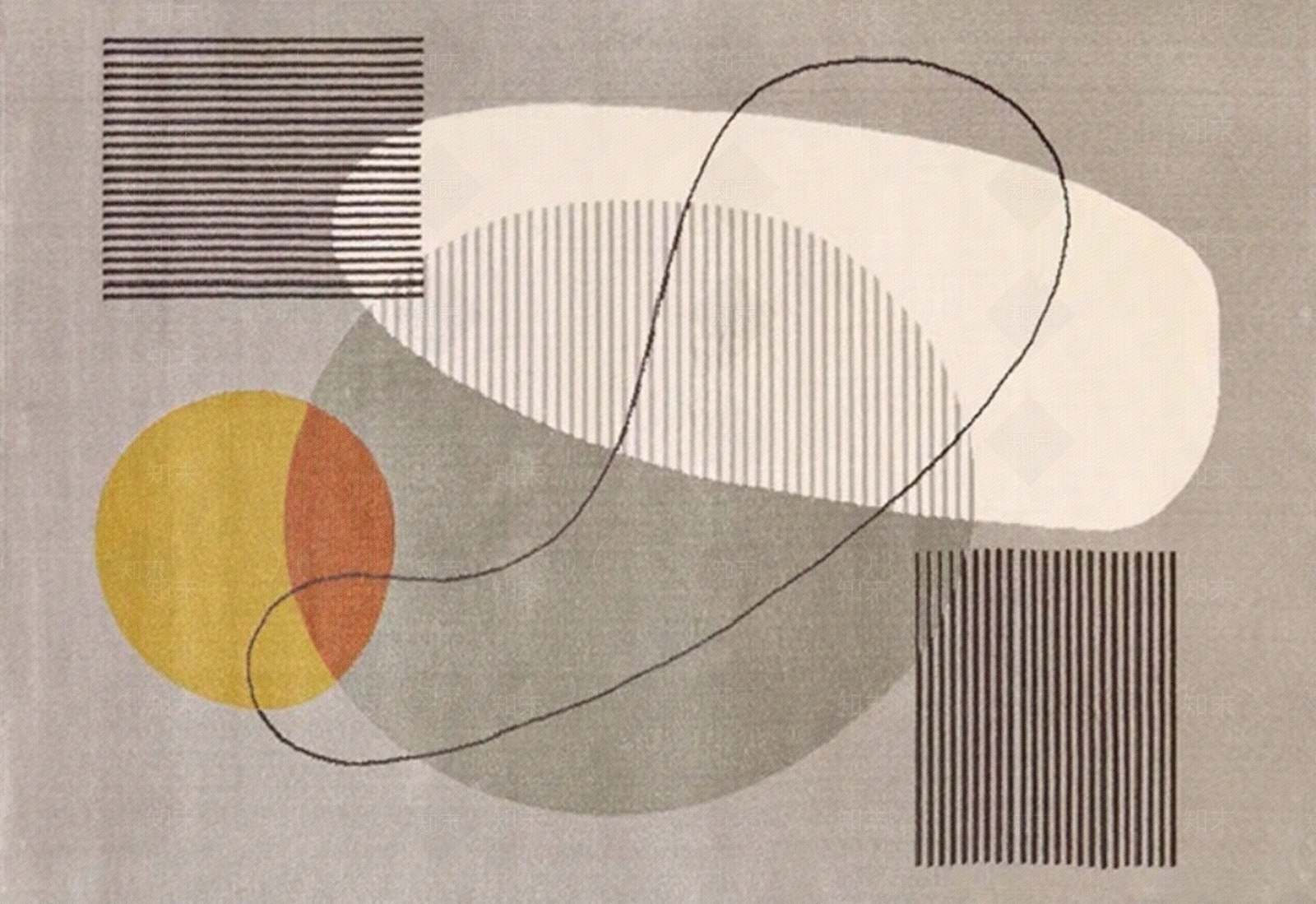 日式奶油风几何地毯贴图下载【ID:1112458030】