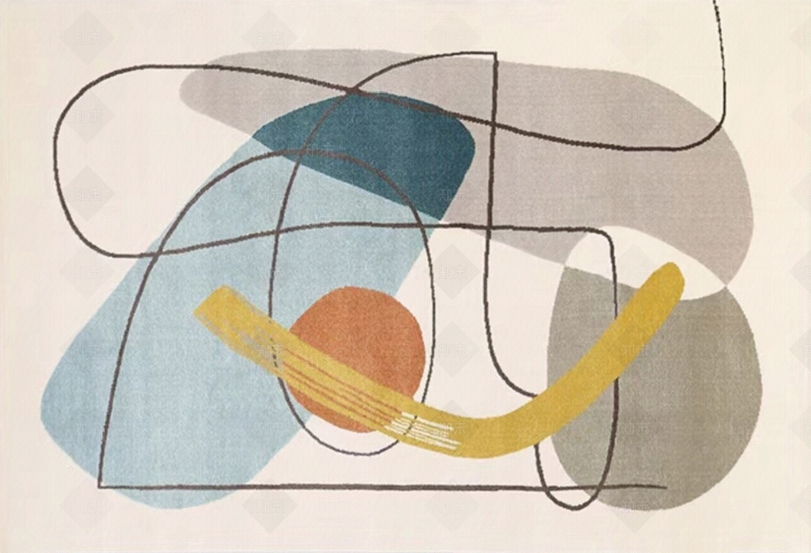 日式奶油风几何地毯贴图下载【ID:1112458172】