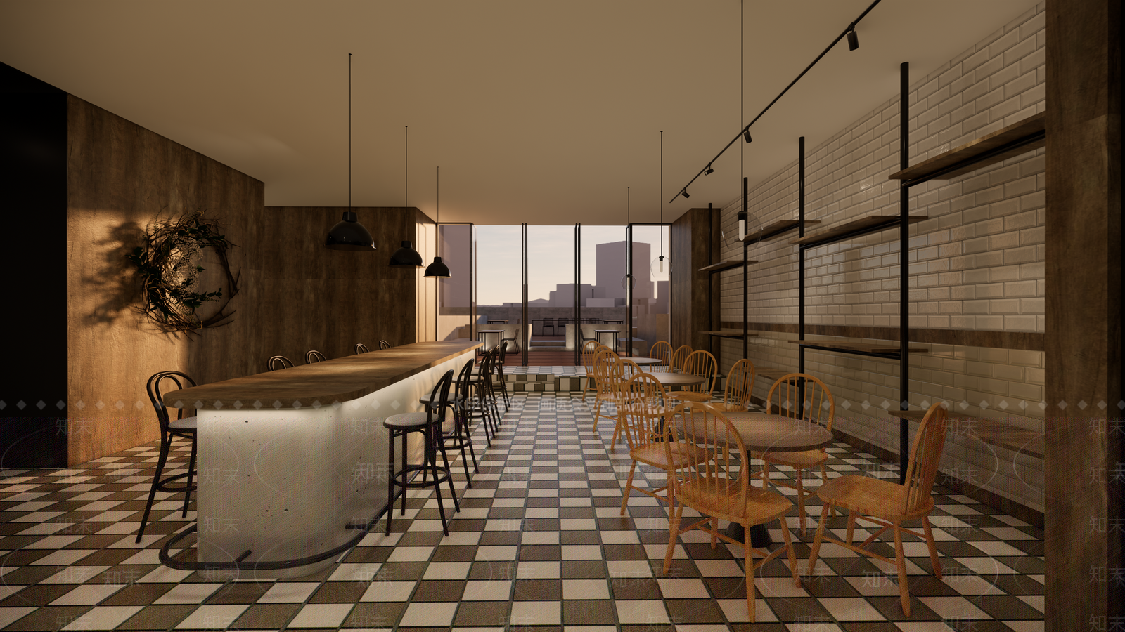 美式西餐厅SU模型下载【ID:1112467705】