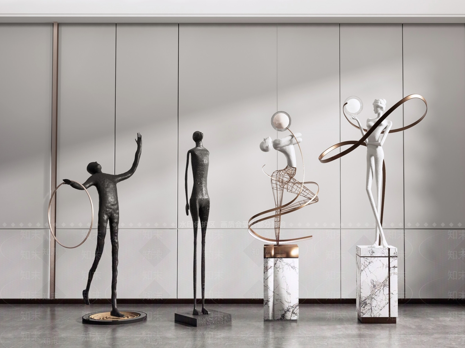 现代人像雕塑SU模型下载【ID:1112472838】