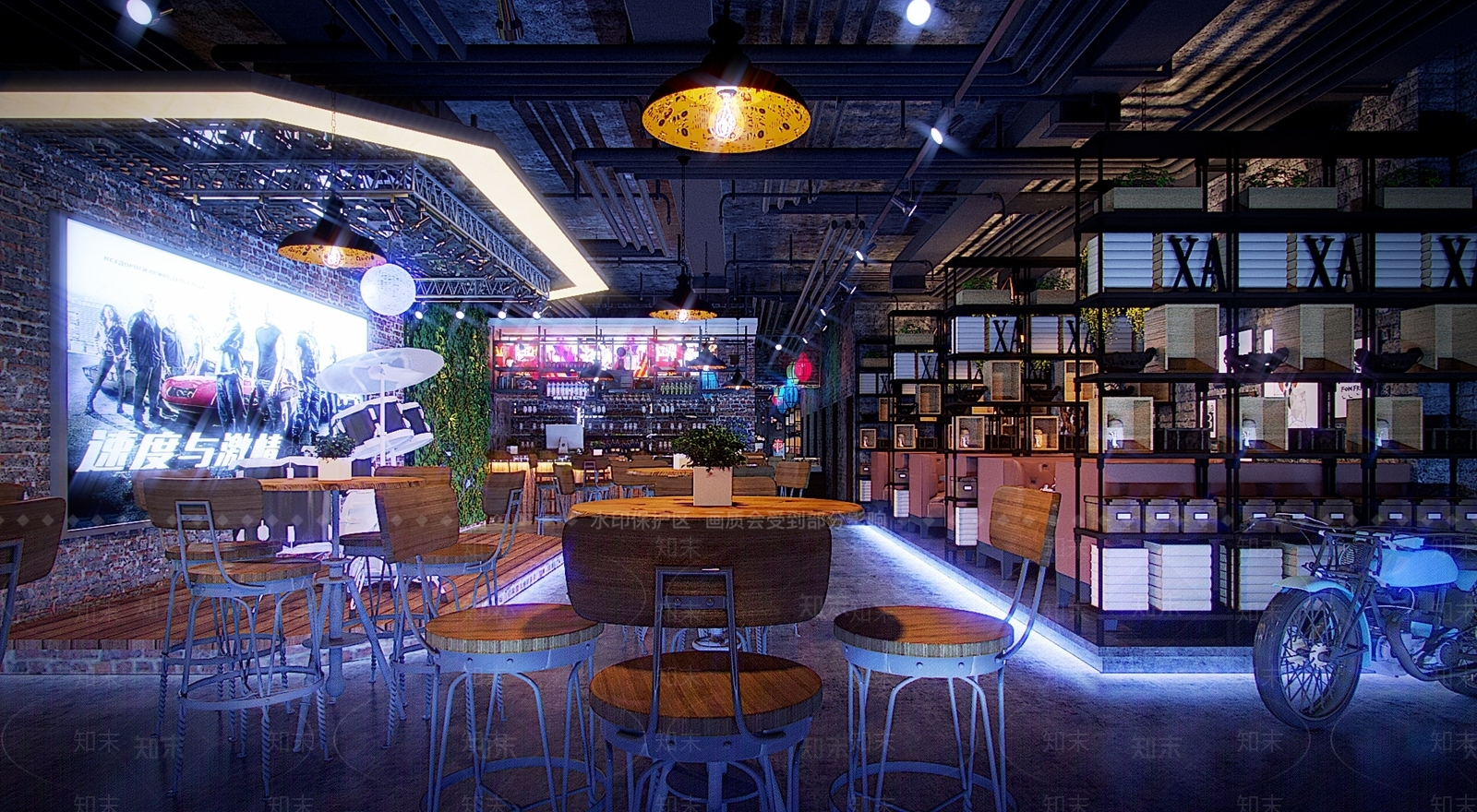工业风酒吧3D模型下载【ID:1112486688】