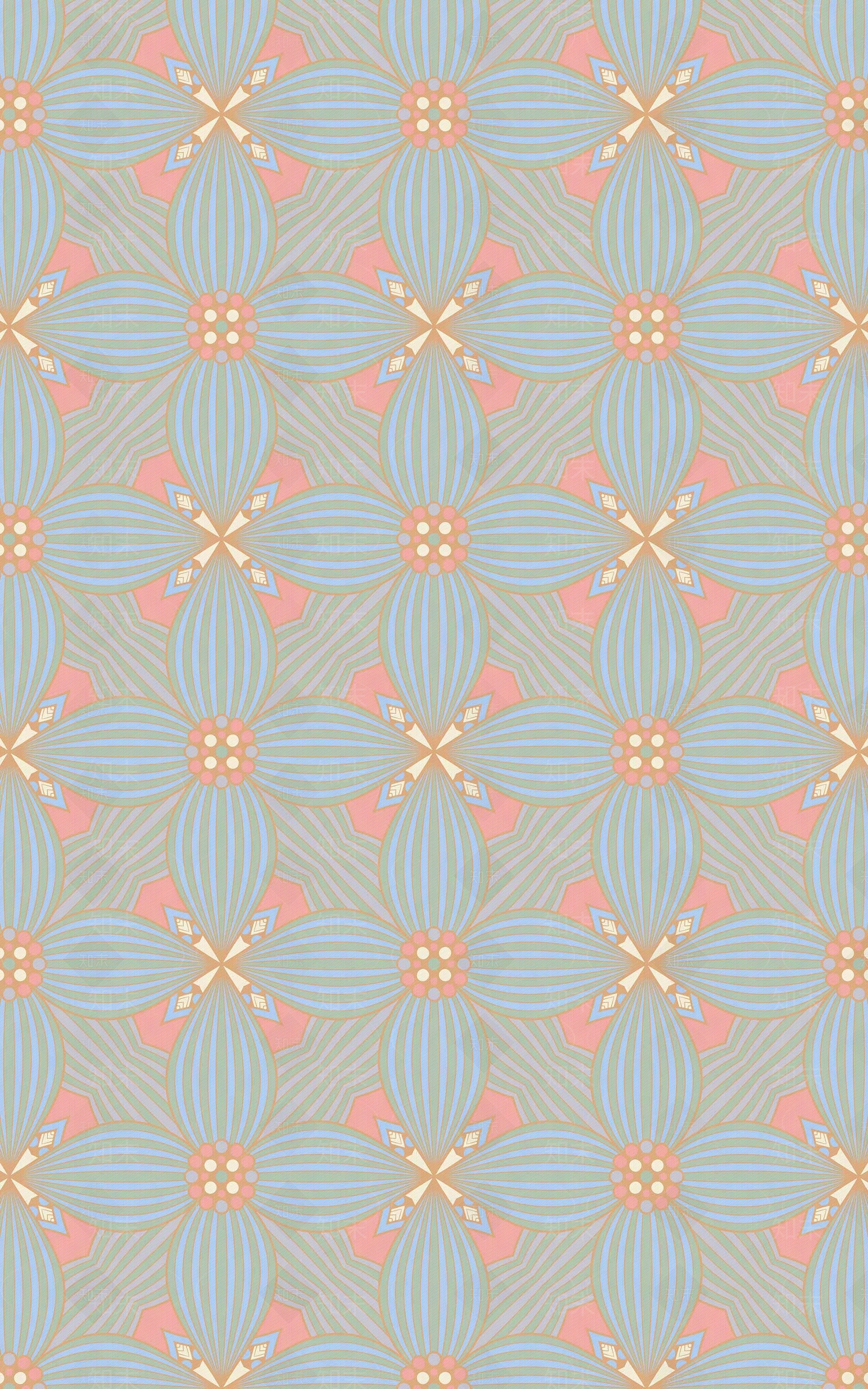 浅蓝色复古印花壁纸贴图下载【ID:1112486829】