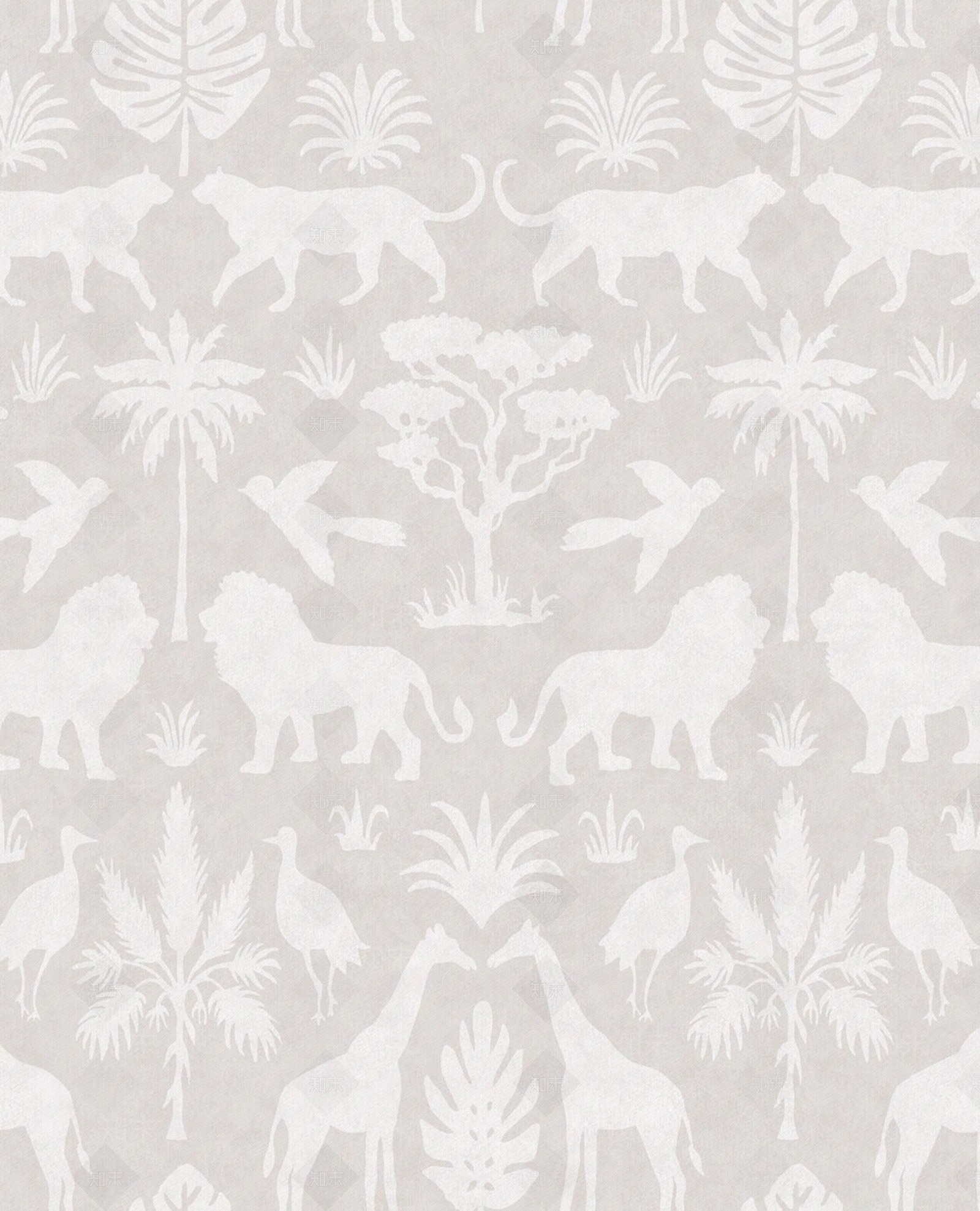 柔然浅灰色动物图案壁纸贴图下载【ID:1114177388】