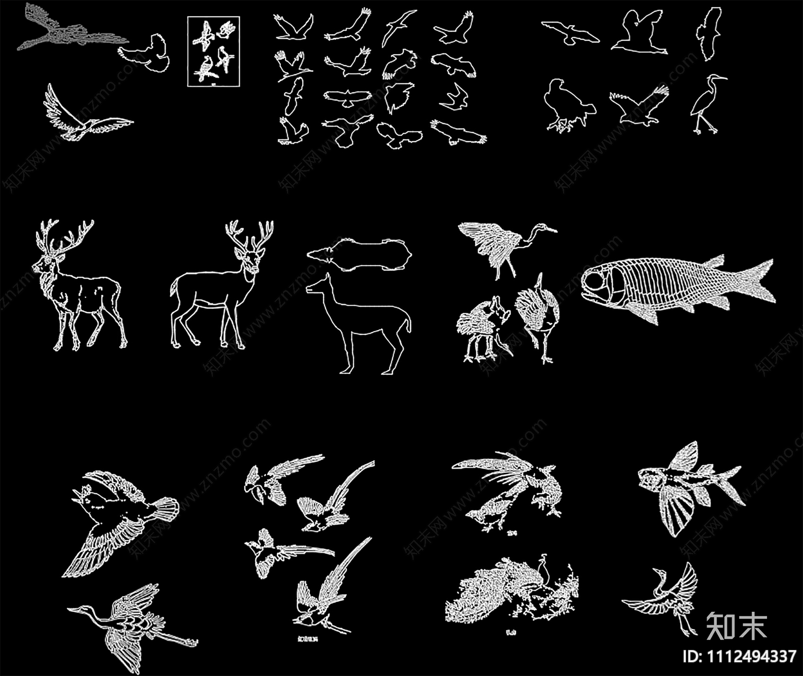 动物图块cad施工图下载【ID:1112494337】