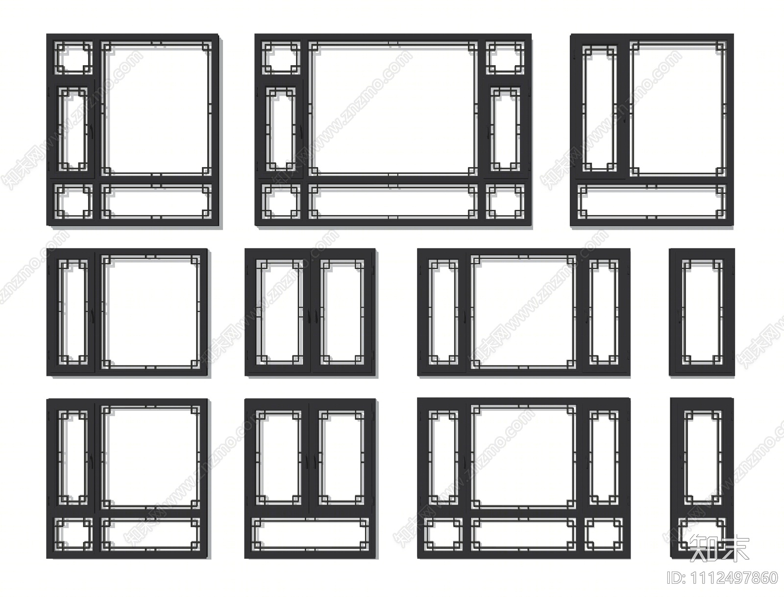 新中式窗户SU模型下载【ID:1112497860】