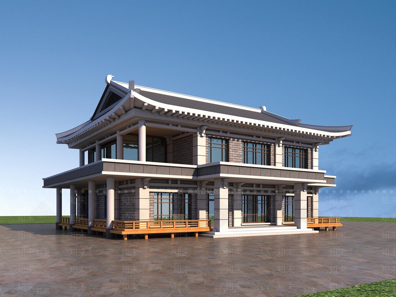 中式民宿建筑3D模型下载【ID:1112500003】