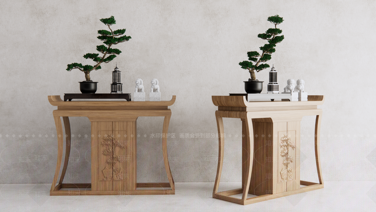 新中式端景条案SU模型下载【ID:1112502508】