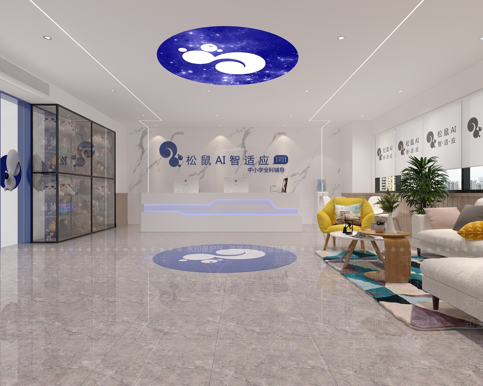 现代松鼠ai培训机构大厅3D模型下载【ID:1112502357】