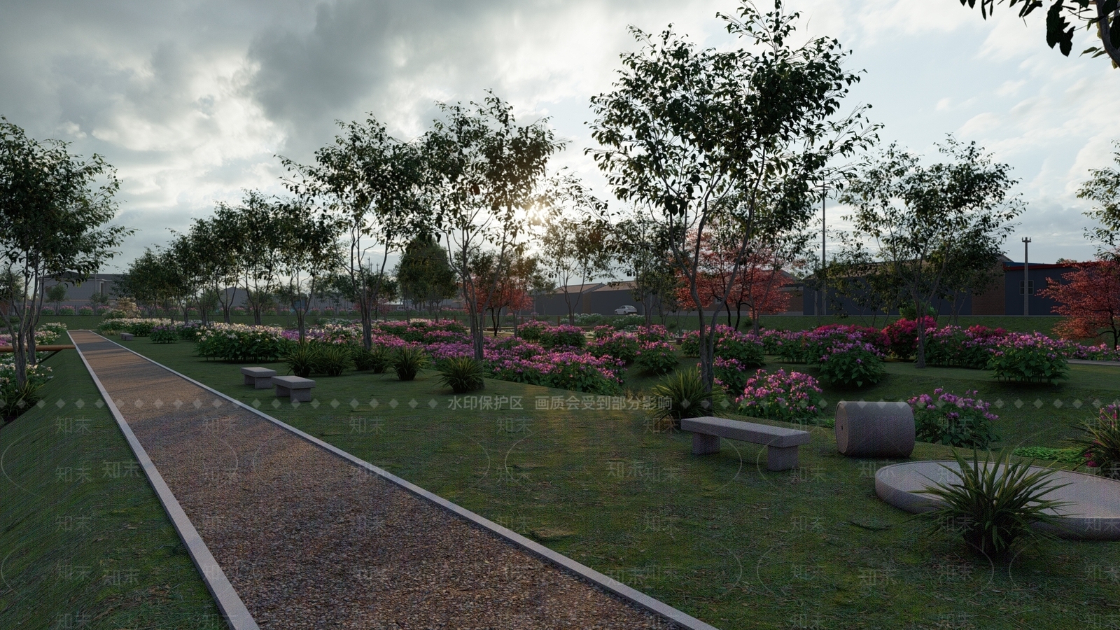 现代公园景观SU模型下载【ID:1112510607】