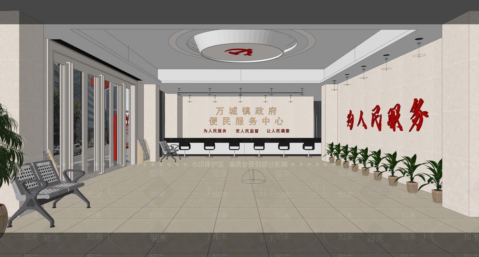 现代市政府办事大厅SU模型下载【ID:1112516144】