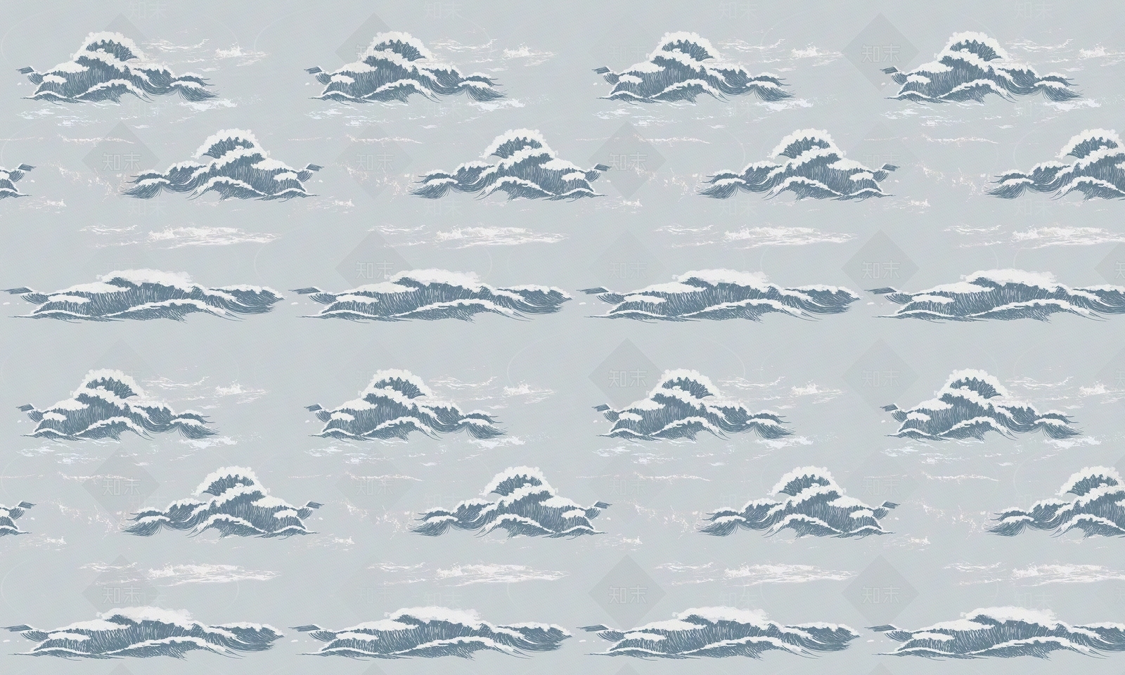 新中式蓝色海浪壁纸贴图下载【ID:1112522591】