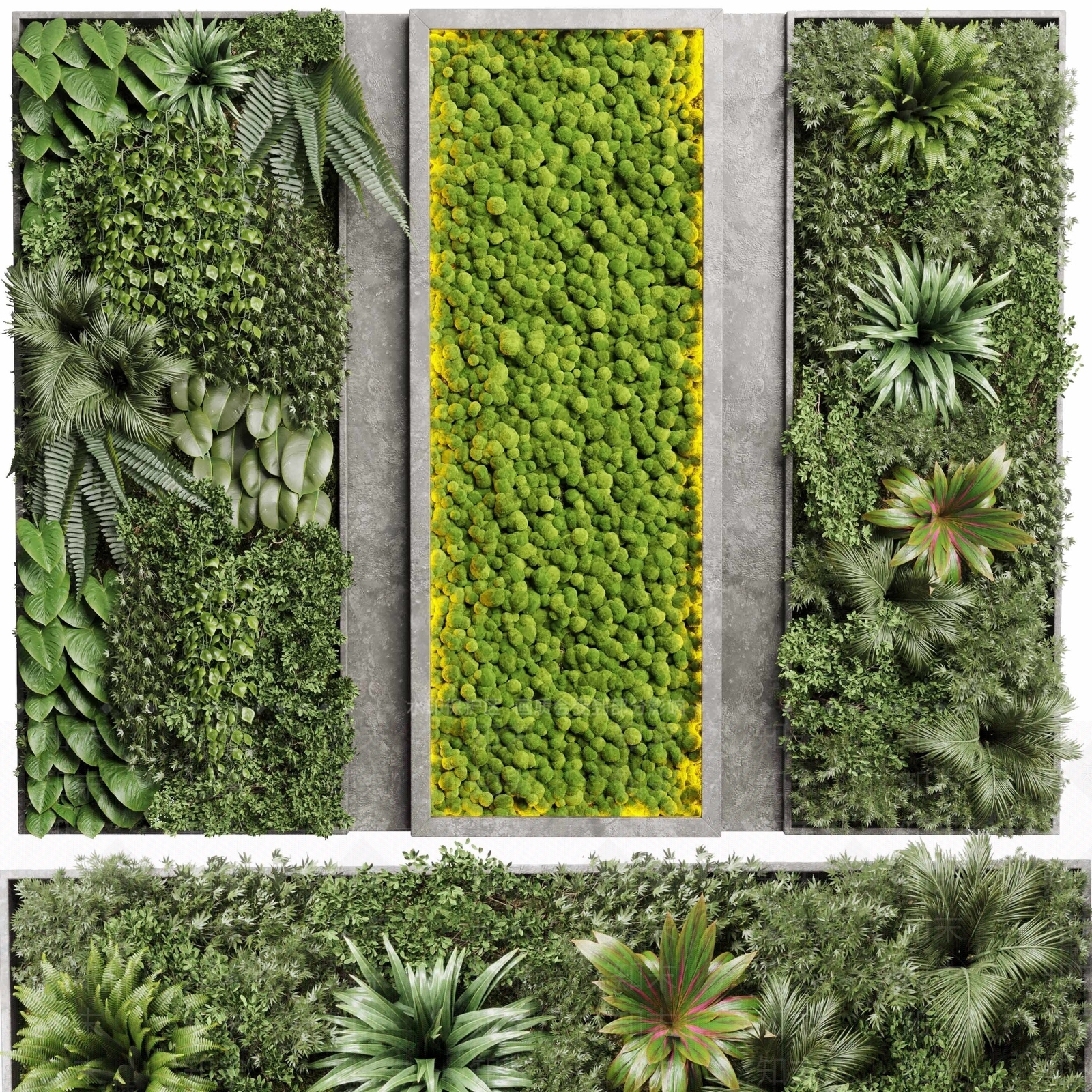现代绿植墙3D模型下载【ID:1112535568】
