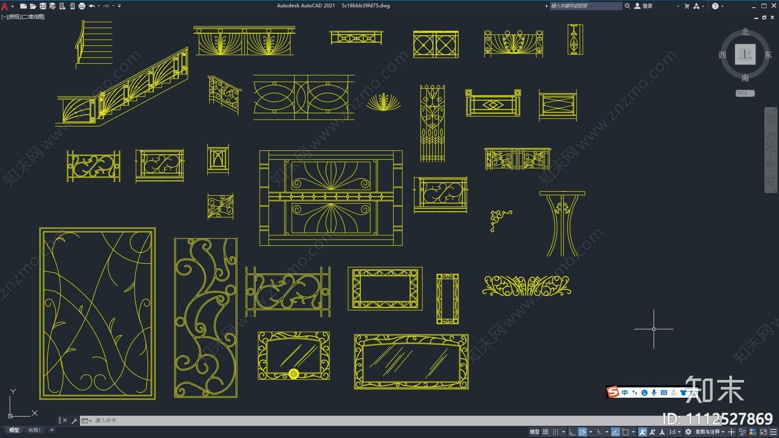 现代简约栏杆装饰围栏图块施工图下载【ID:1112527869】