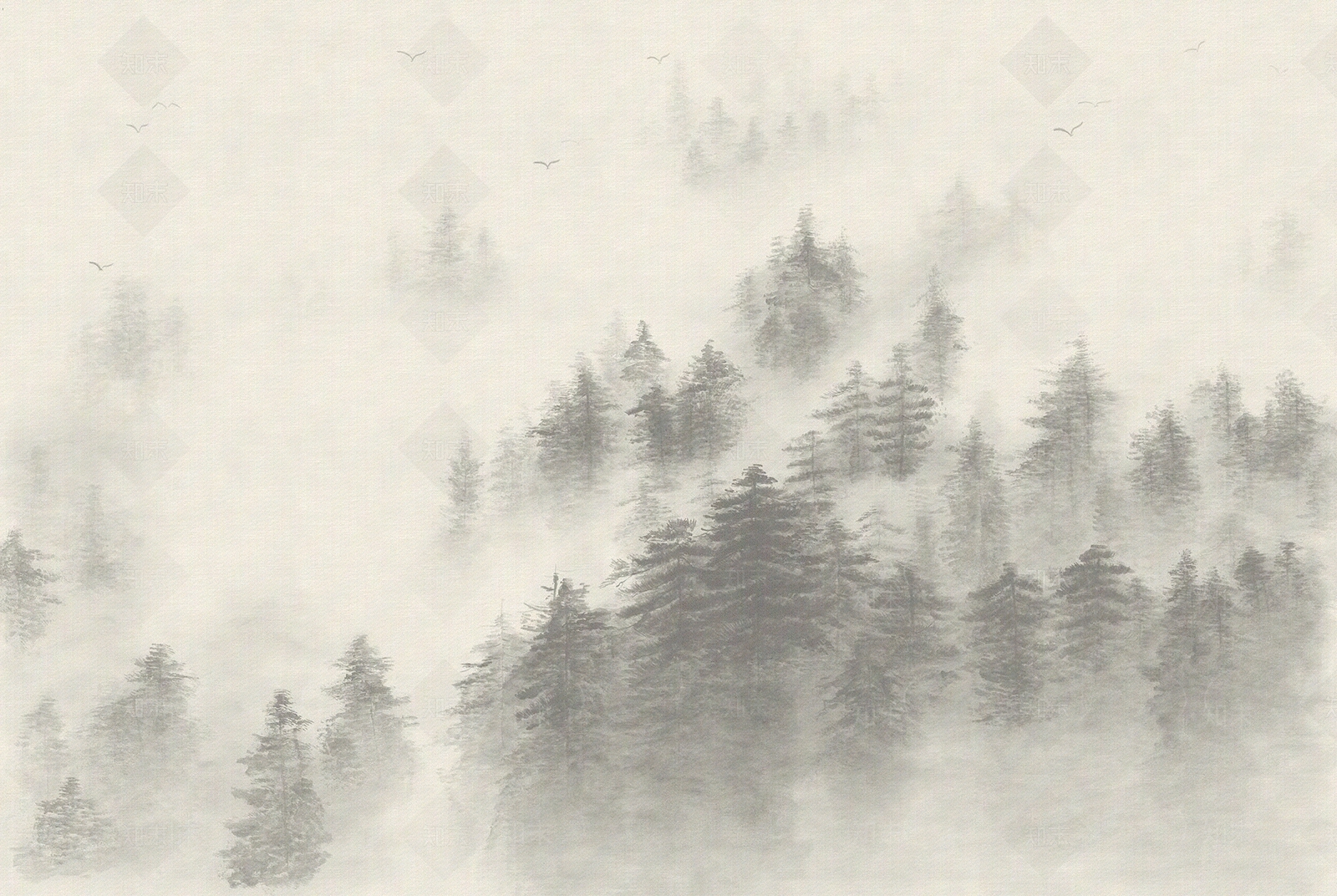 柔然中式山林壁画贴图下载【ID:1114401018】