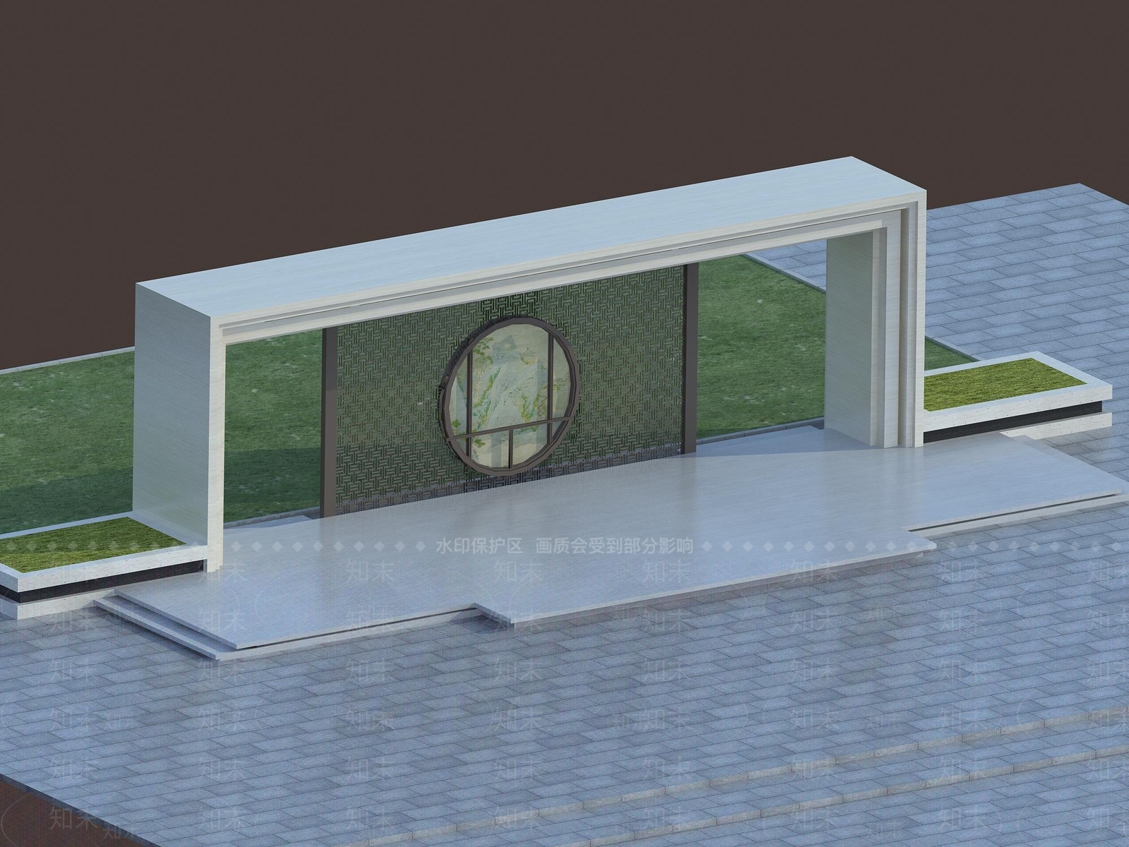 新中式廊架3D模型下载【ID:1112530456】