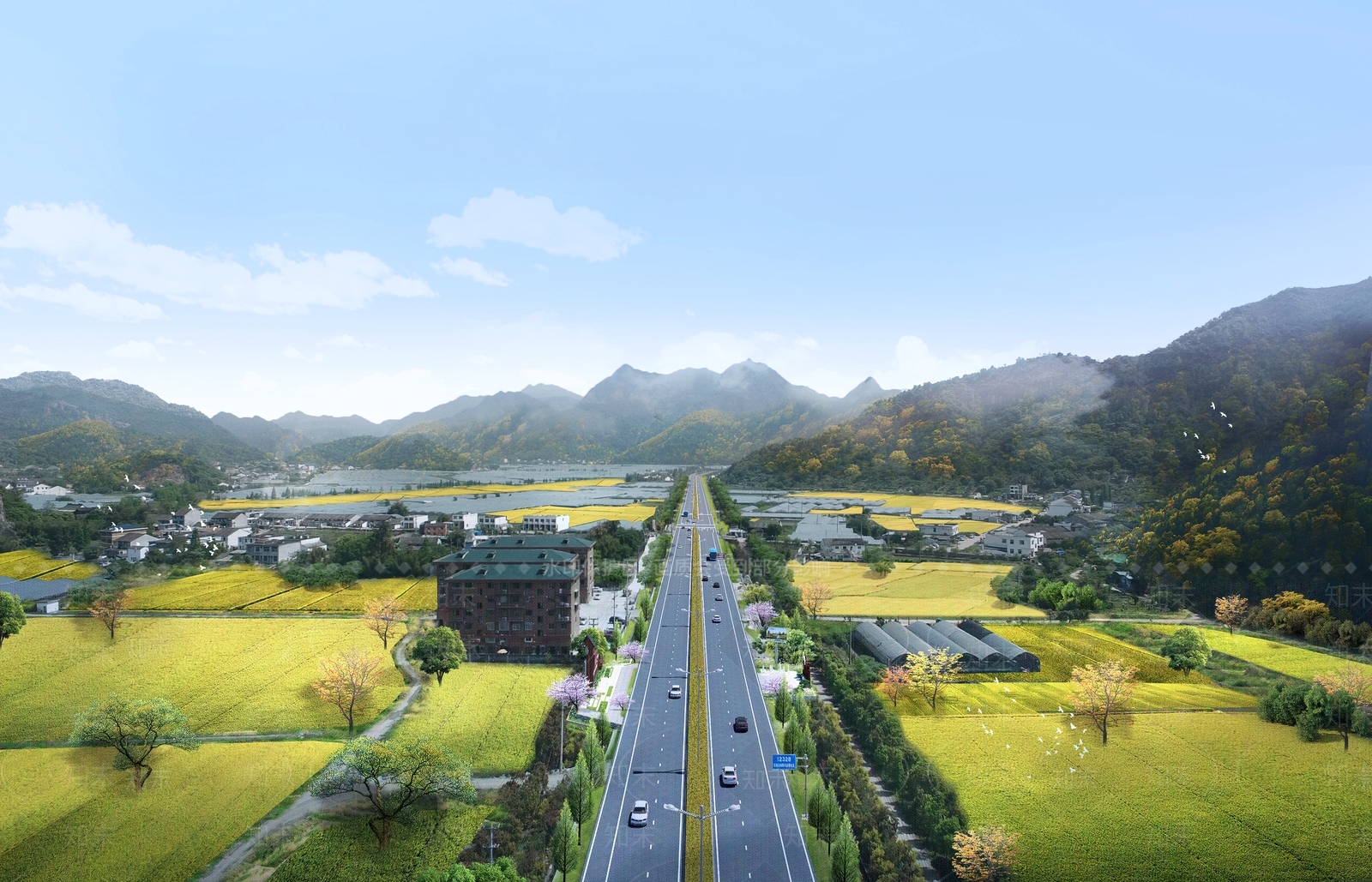 现代风格市政公路SU模型下载【ID:1112534237】