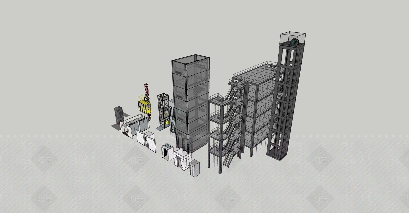 现代电梯间SU模型下载【ID:1112536664】