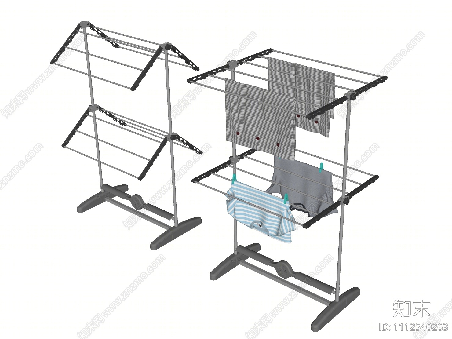 现代可折叠落地晾衣架SU模型下载【ID:1112540263】
