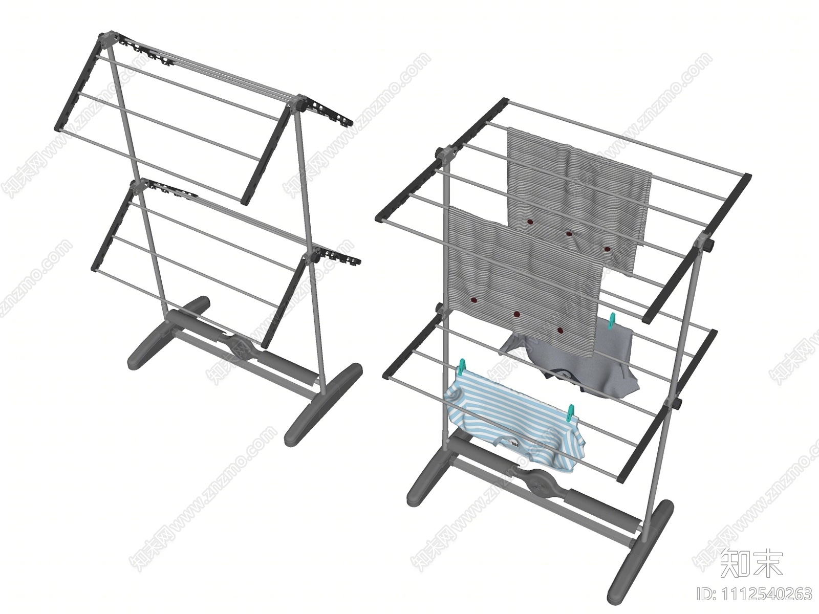 现代可折叠落地晾衣架SU模型下载【ID:1112540263】