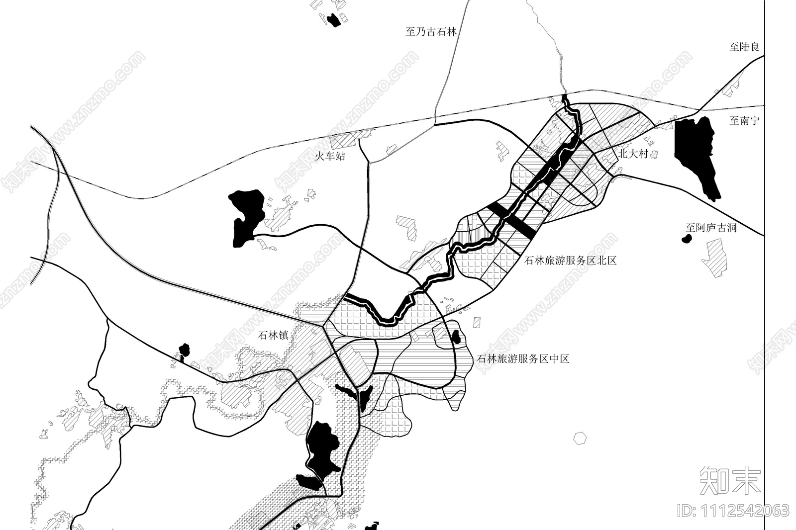 县城绿地规划图cad施工图下载【ID:1112542063】