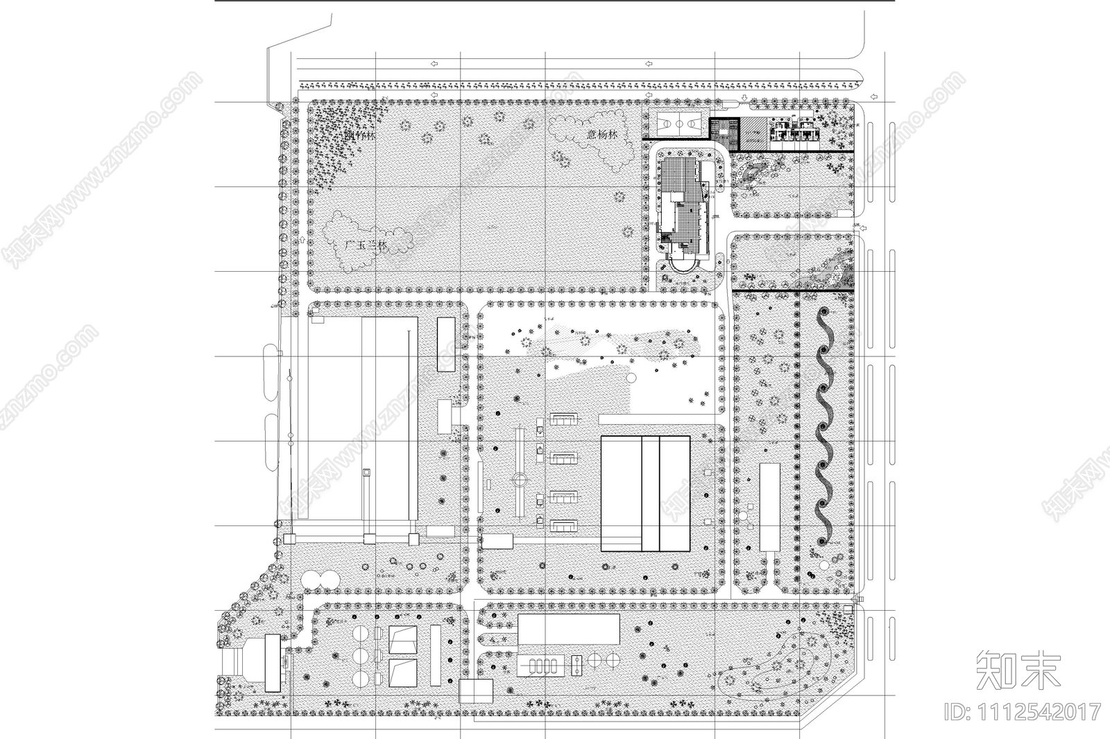 园区环境绿化设计图cad施工图下载【ID:1112542017】