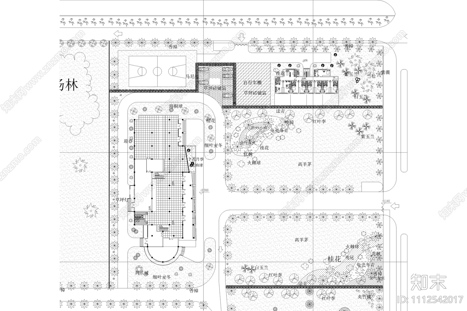 园区环境绿化设计图cad施工图下载【ID:1112542017】