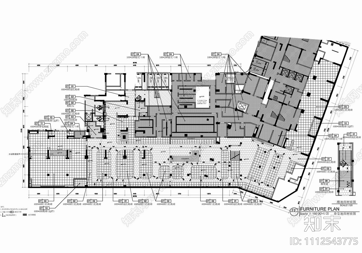 3000㎡员工食堂厨房CAD施工图cad施工图下载【ID:1112543775】