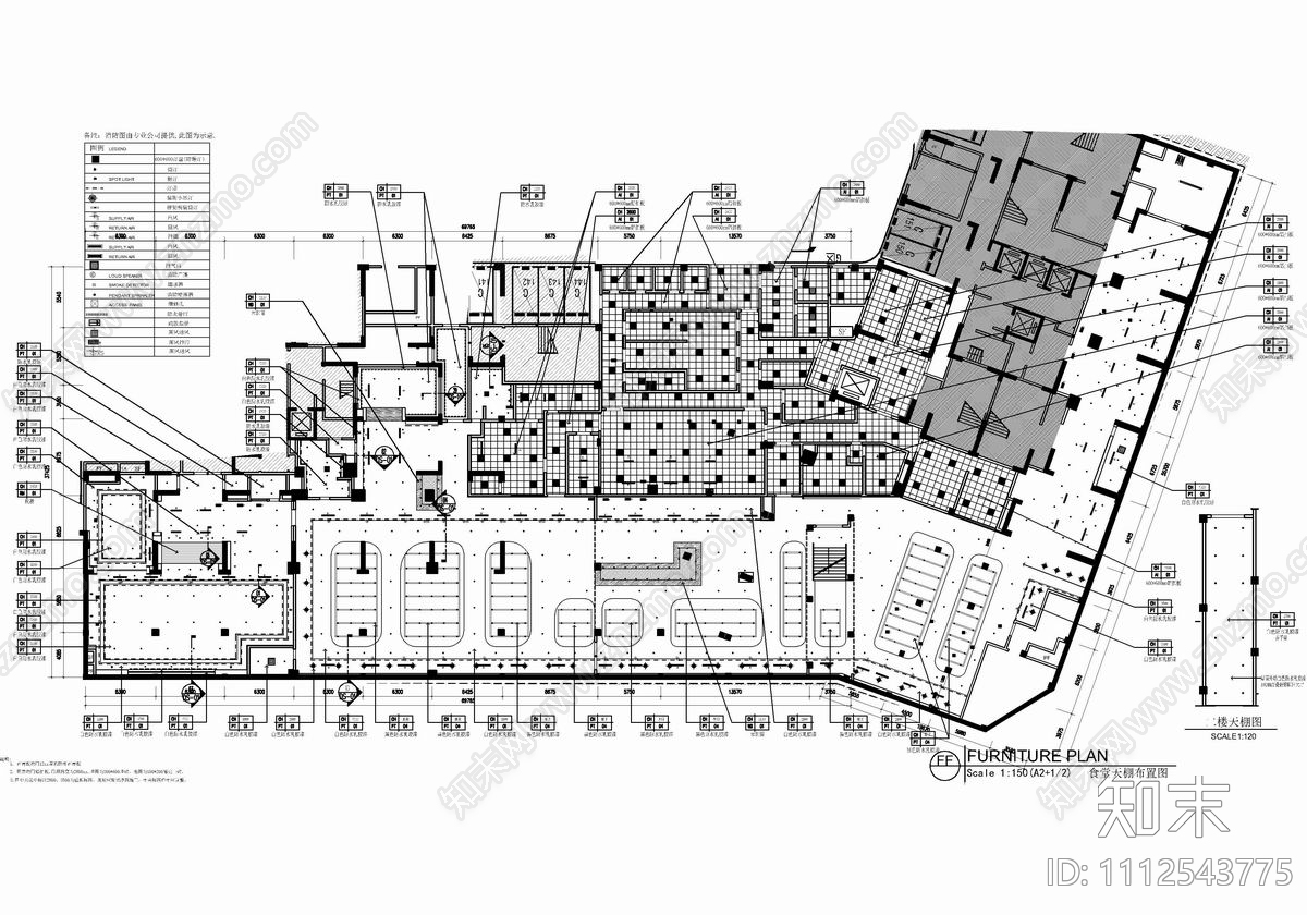 3000㎡员工食堂厨房CAD施工图cad施工图下载【ID:1112543775】