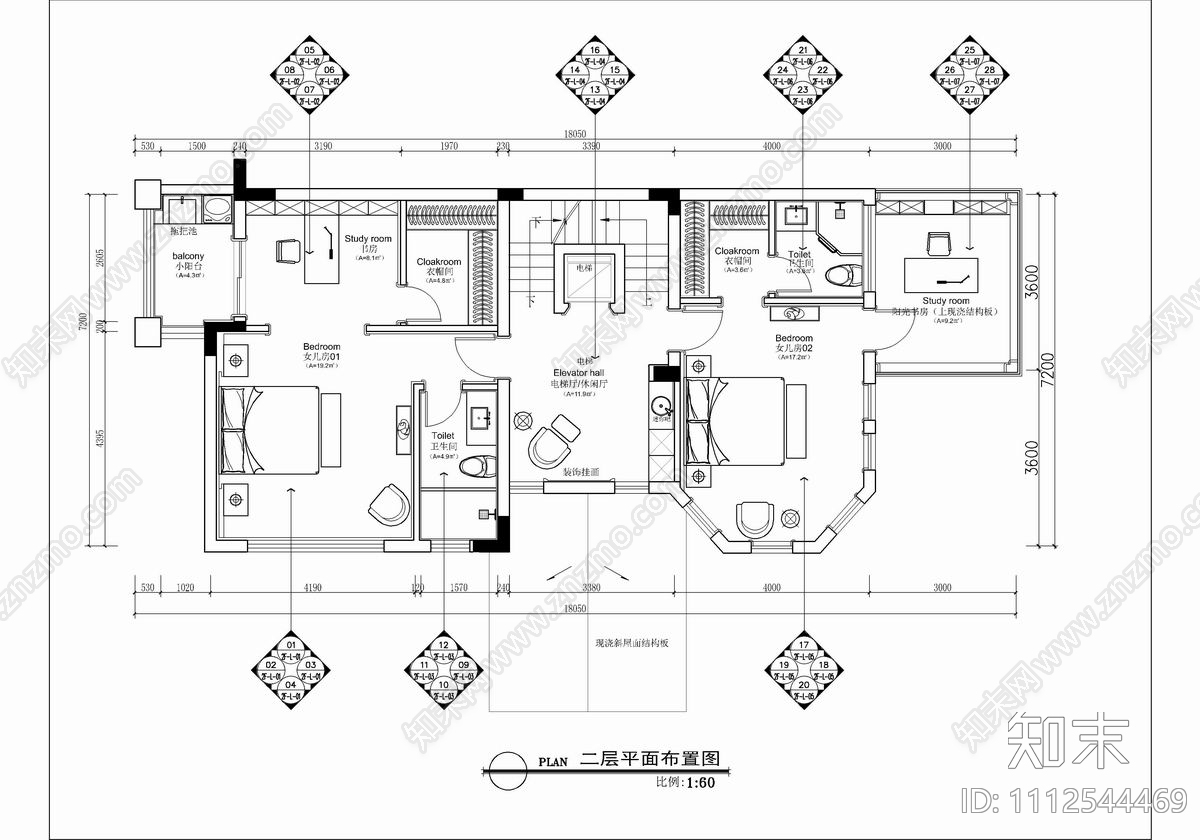 四层别墅家装施工图cad施工图下载【ID:1112544469】