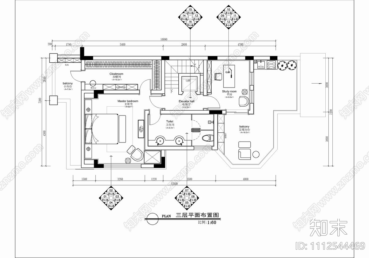 四层别墅家装施工图cad施工图下载【ID:1112544469】