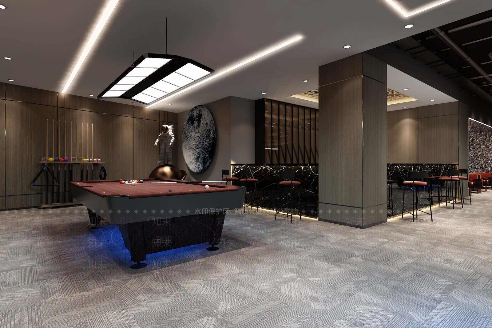现代台球室3D模型下载【ID:1112559278】