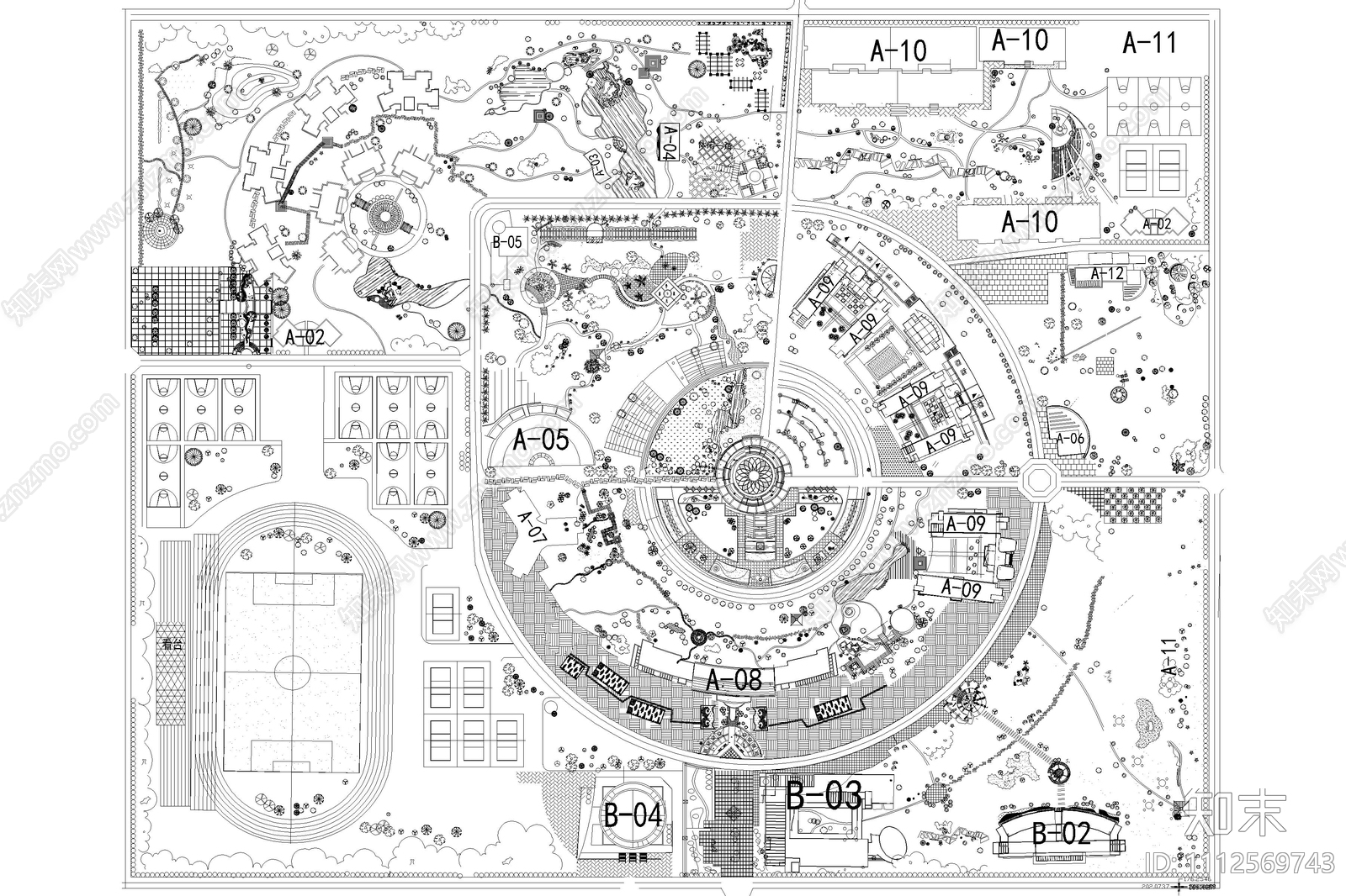 校园绿化规划图纸施工图下载【ID:1112569743】