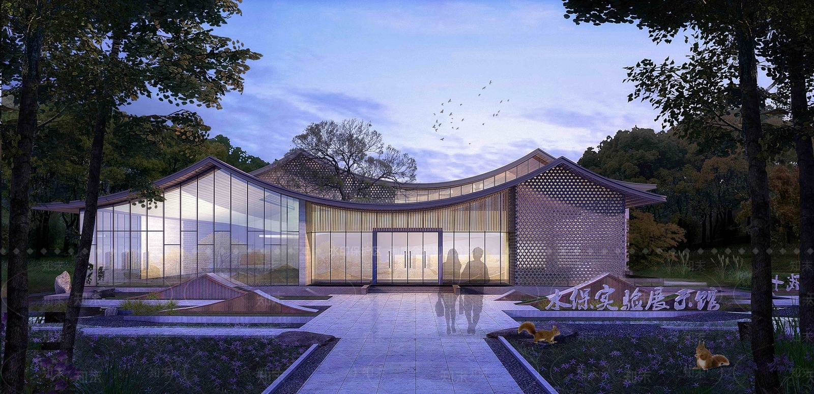 新中式展览馆建筑SU模型下载【ID:1112771658】