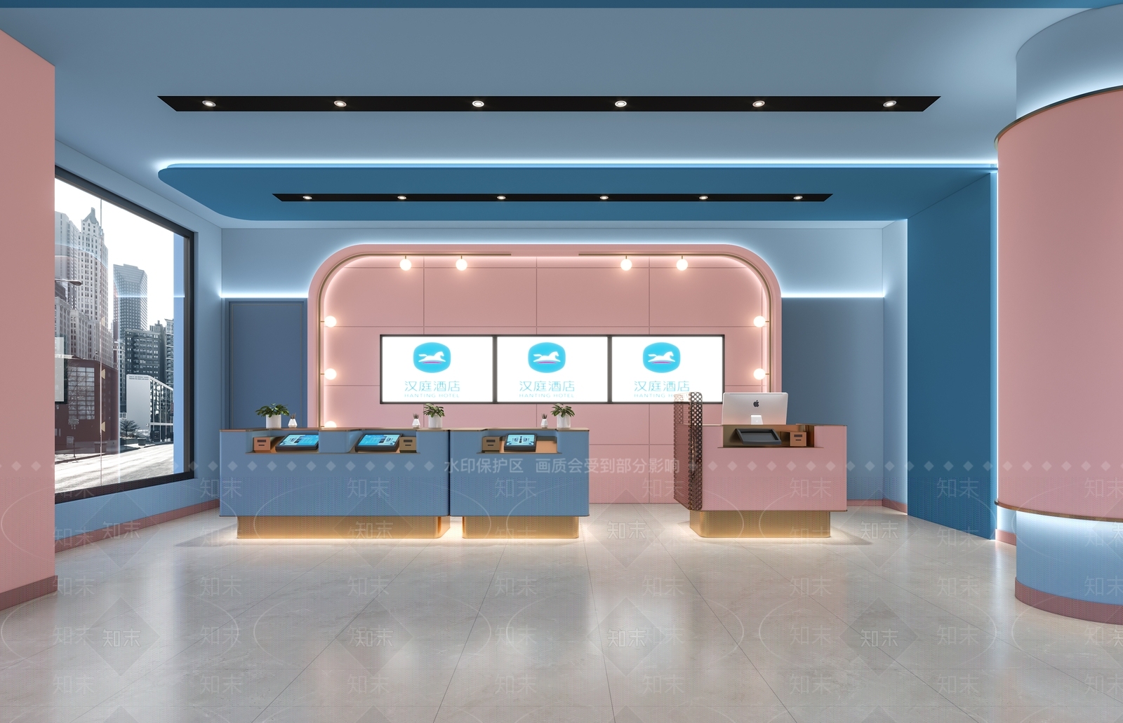 现代汉庭酒店休息区3D模型下载【ID:1112571901】